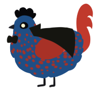 A honey and aqua chicken with a speckle pattern
