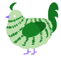 A gluppy and leaf chicken with a bar pattern