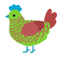 A grass and red chicken with a lace pattern