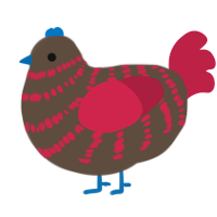 A bark and crimson chicken with a bar pattern
