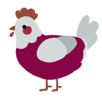 A maroon and silver chicken with a head pattern