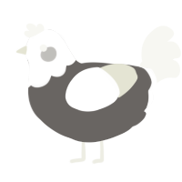A grey and white chicken with a head pattern