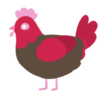A bark and crimson chicken with a head pattern