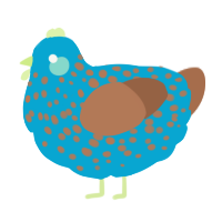 A cerulean and brown chicken with a speckle pattern