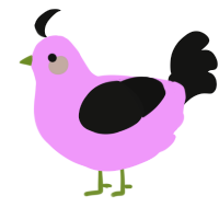 A lavender and black chicken
