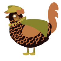 A black and brown chicken with a lace pattern