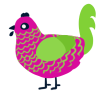 Dragon, a fuchsia and grass chicken with a lace pattern
