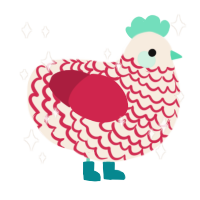 Fluoride Toothpaste, a cream and crimson chicken with a lace pattern