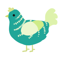 A turquoise and apple chicken with a half-bar pattern