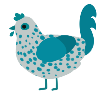 A silver and sea chicken with a speckle pattern