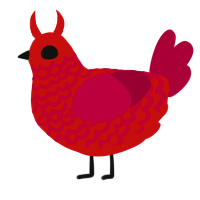 Giygas, a red and maroon chicken with a lace pattern
