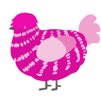 A fuchsia and pink chicken with a bar pattern