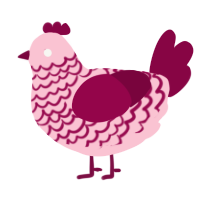 A rose and maroon chicken with a lace pattern