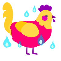 A fuchsia and honey chicken with a head pattern