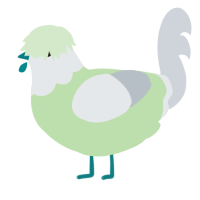 A gluppy and mist chicken with a head pattern