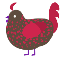 A bark and crimson chicken with a speckle pattern