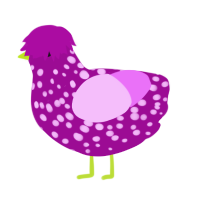 A plum and lavender chicken with a speckle pattern