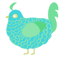 A aqua and spring chicken with a lace pattern