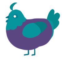 A overcast and teal chicken with a head pattern
