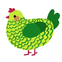 A lime and leaf chicken with a lace pattern