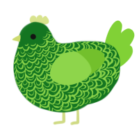 A leaf and grass chicken with a double-lace pattern
