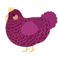 A plum and amethyst chicken with a lace pattern