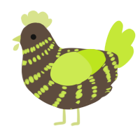 A bark and lime chicken with a bar pattern
