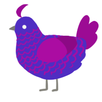 A indigo and plum chicken with a lace pattern