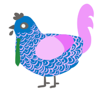 BlueBelle, a sapphire and lavender chicken with a double-lace pattern