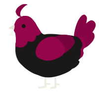 A sable and maroon chicken with a head pattern