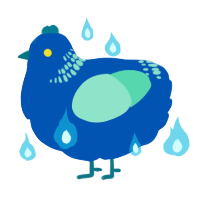 A ultramarine and mint chicken with a neck-band pattern