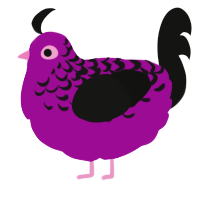 A plum and black chicken with a half-lace pattern