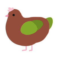 A russet and chartreuse chicken