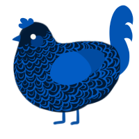 A tumblr and ultramarine chicken with a double-lace pattern