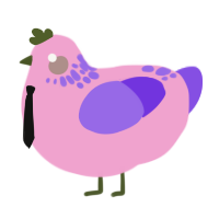 Glitterian, a pink and blurple chicken with a neck-speckle pattern