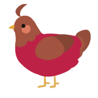 A crimson and russet chicken with a head pattern