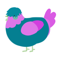A sea and orchid chicken with a head pattern