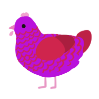 A amethyst and crimson chicken with a lace pattern
