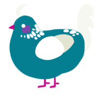 Flurry, a sea and white chicken with a neck-speckle pattern