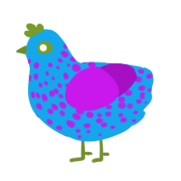 A sky and amethyst chicken with a speckle pattern