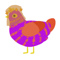 Phobos, a amethyst and vermilion chicken with a bar pattern