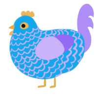 A sky and lilac chicken with a lace pattern