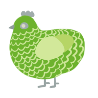 A grass and apple chicken with a lace pattern