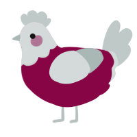 A maroon and silver chicken with a head pattern