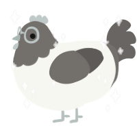 manok, a white and grey chicken with a head pattern