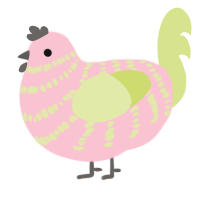 A rose and lemon chicken with a bar pattern