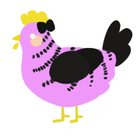 A lavender and sable chicken with a half-bar pattern