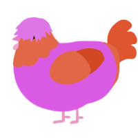 Bridge, a orchid and vermilion chicken with a head pattern
