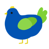 A ultramarine and grass chicken