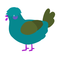 A teal and olive chicken